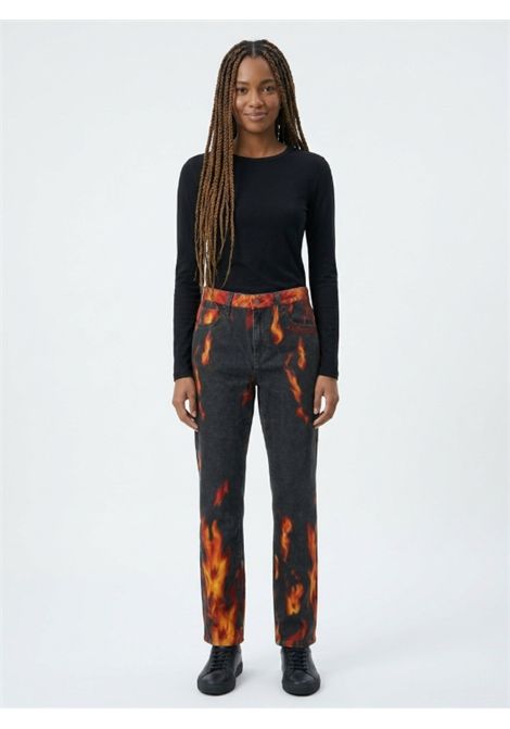 Jeans Vintage Angelo Marani Denim Nero con Stampa Fiamme e Strass Rossi ANGELO MARANI | A5.7729.202020